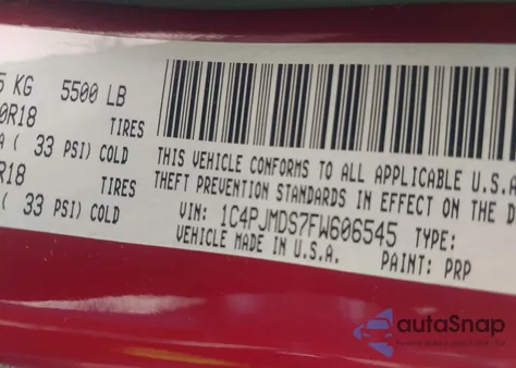 2015 Jeep Cherokee Limited from USA, damaged, VIN 1C4PJMDS7FW606545